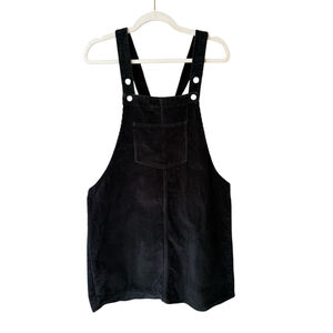 Ardene Black Corduroy Overall Dress with Front Pocket Size XL Grunge Minimalist